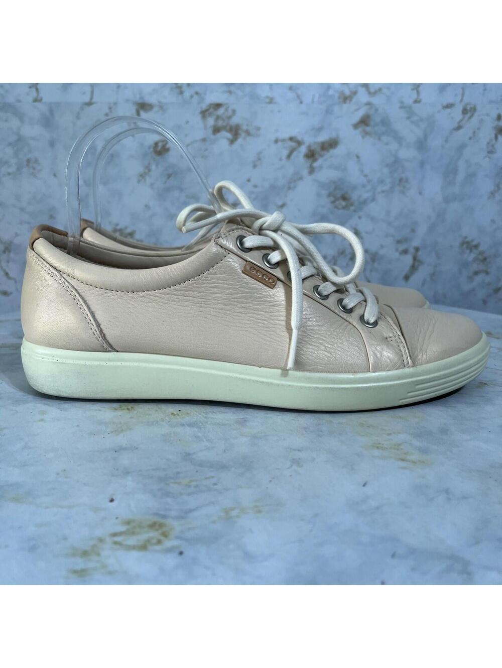 Ecco Soft 7 Women's Size 9 Shoes Beige Leather Casual Comfort Sneakers EU 40